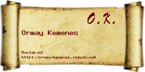 Ormay Kemenes névjegykártya